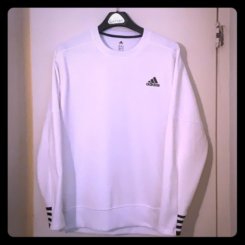 Adidas 2XL US White Fleece Pullover Sweatshirt
